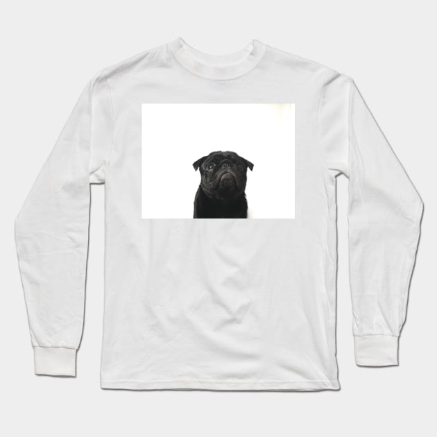 Hugo The Black Pug // Long Sleeve T-Shirt by jlwilliamsss